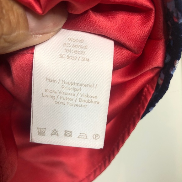 Boden Daisy Dress Womens Size 8R Red Blue Pop Peony Geo Floral - Picture 12 of 12